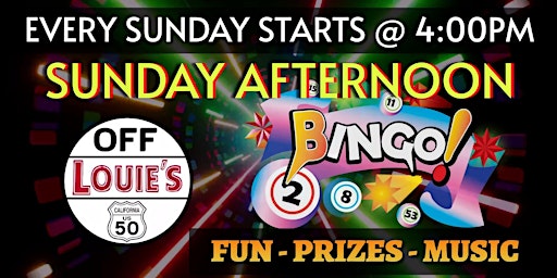 Imagem principal do evento Sunday Afternoon Bingo at Louie's