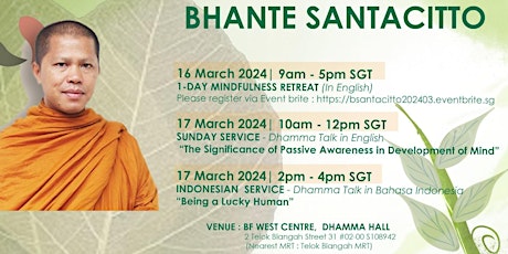 1-day Mindfulness Retreat with Bhante Santacitto primary image