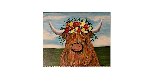 Primaire afbeelding van Highland Cow Canvas Painting PM