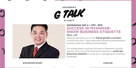 G Talk Singapore: Success in Myanmar: Knowing business etiquette primary image