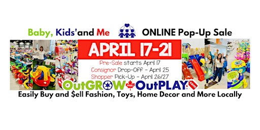 Primaire afbeelding van April 17-21 ONLINE Baby, Kids' + Me Consignment Sale