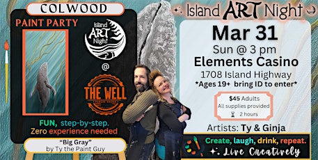 Art Night is coming to Elements Casino.  Join Ty + Ginja for a paint party!