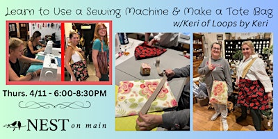 Imagen principal de Learn to Use a Sewing Machine & Make a Tote Bag w/Keri of Loops by Keri