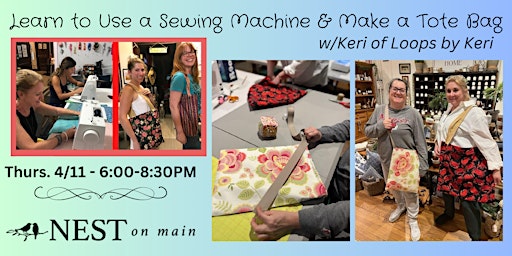 Imagem principal do evento Learn to Use a Sewing Machine & Make a Tote Bag w/Keri of Loops by Keri