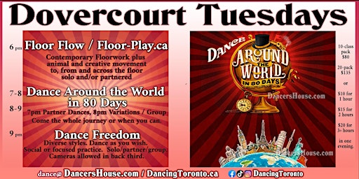 Imagem principal do evento Dovercourt Tuesdays : Floor Flow + Dance Around the World + Dance Freedom