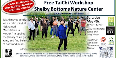 Primaire afbeelding van Free TaiChi Workshop 5/4/24  - a CAAN's AAPI Month In May Program