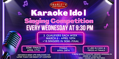Imagen principal de Karaoke FINALS Singing Competition at Charley's Los Gatos
