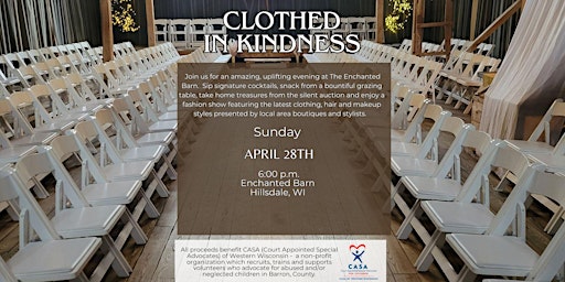 Hauptbild für Clothed in Kindness - A fundraising fashion show for CASA of Western, WI.