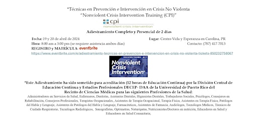 Imagen principal de Adiestramiento Técnicas en Prevención e Intervención en Crisis No Violenta