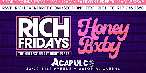 R&B Star "Honey Bxby" Takeover RICH FRIDAYS The Hottest Friday Night Party primary image