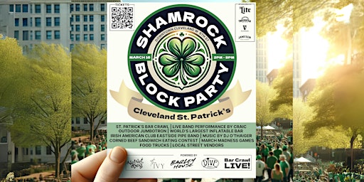 Primaire afbeelding van Official Shamrock Block Party x St Patty's Day Bar Crawl Downtown Cleveland