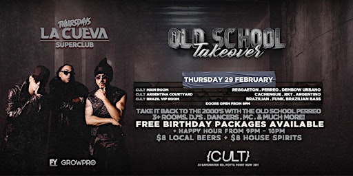 Imagen principal de La Cueva Superclub Thursdays | SYDNEY | THU 29 FEB  | OLD SCHOOL TAKEOVER