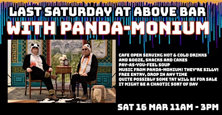 Primaire afbeelding van Last Saturday at Above Bar St - with Panda-monium