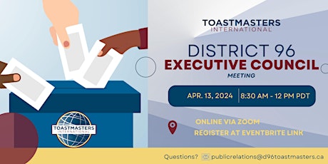 Image principale de D96 District Executive Council (DEC) Meeting - Sat. April 13, 2024