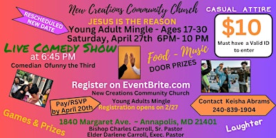 Primaire afbeelding van New Creations Community Church Young Adults Mingle