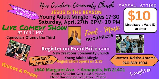 Hauptbild für New Creations Community Church Young Adults Mingle