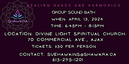 Primaire afbeelding van April Group Sound Bath @Divine Lights Spiritualist Church