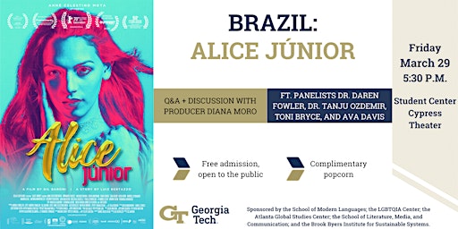 Film screening: “Alice Júnior” + Virtual Q&A and Discussion panel primary image