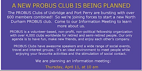 New Probus Club Info Meeting for North Durham