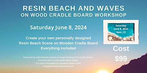 Primaire afbeelding van Resin Beach and Waves on Wood Workshop - Adult Beginner