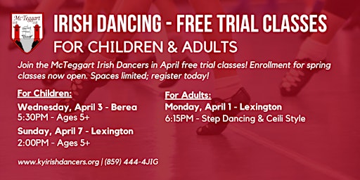 Primaire afbeelding van Irish Dance: Free Trial Classes for Children in Berea