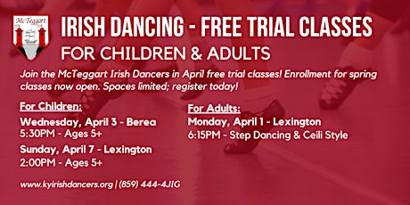 Irish Dance: Free Trial Classes for Children & Adults in Lexington