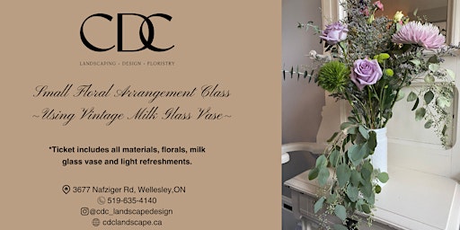 Imagen principal de Small Floral Arrangement Class Using Vintage Milk Glass Vase!