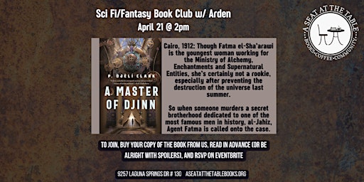 Immagine principale di Sci Fi/Fantasy Book Club w/ Arden: "A Master of Djinn" 