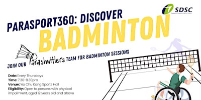 Imagem principal do evento Parasport 360: Discover Badminton