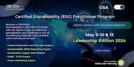 Hauptbild für Certified Sustainability (ESG)Practitioner Program, Leadership Edition 2024