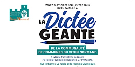 Imagem principal do evento LA DICTÉE GÉANTE DE LA COMMUNAUTÉ  DE COMMUNES DU VEXIN NORMAND