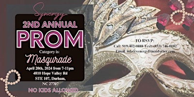 Primaire afbeelding van Second Annual Adult Prom- Masquerade Ball