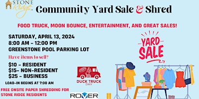 Stone Ridge Spring Community Yard Sale & Shred Event primary image
