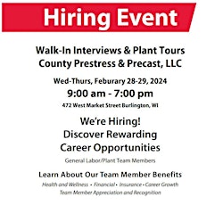 Open House Hiring Event - County Prestress & Precast, LLC