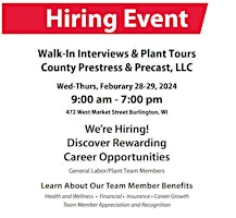 Primaire afbeelding van Open House Hiring Event - County Prestress & Precast, LLC