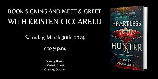Imagen principal de Heartless Hunter by Kristen Ciccarelli Book Signing and Meet & Greet