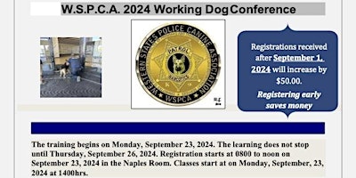 Imagem principal do evento 2024 WSPCA Working Dog Conference
