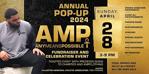 Image principale de AMPCLOTHING'S ANNUAL #AMP POP-UP 2024 Fundraiser/Celebration Event!
