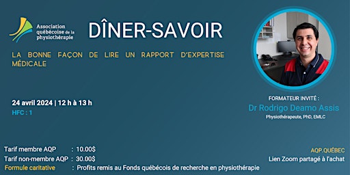 Imagen principal de Dîner-Savoir: Comment interpréter un rapport d'expertise médicale