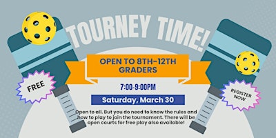 Imagem principal do evento Tourney Time! Pickleball Tournament for YHS/Teens