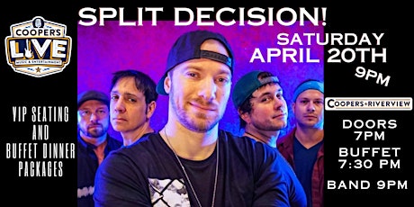 Split Decision Band! at Cooper's Riverview Saturday Night Dinner and Show