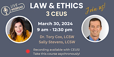 3 CEUs: Law and Ethics for Mental Health Providers Working in Schools