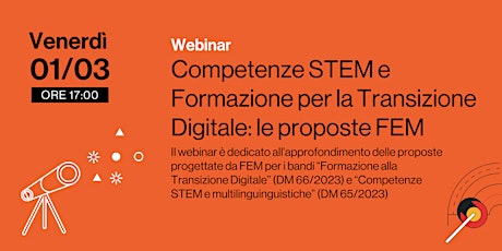 Immagine principale di 60 proposte FEM per competenze STEM (DM65) e Transizione Digitale (DM66) 