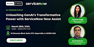 Event :Unleashing GenAI's Transformative Power with ServiceNow Now Assist primary image