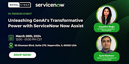 Immagine principale di Event :Unleashing GenAI's Transformative Power with ServiceNow Now Assist 