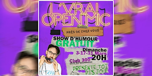 Hauptbild für Spectacle D'humour Open Mic Longueuil GRATUIT