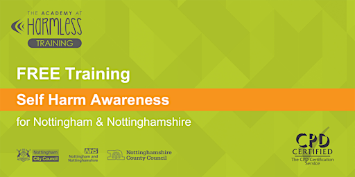 Primaire afbeelding van Self Harm Awareness training (Nottingham and Nottinghamshire)