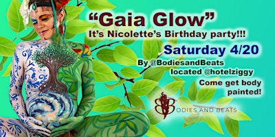 Imagem principal do evento "Gaia Glow" a black light body painting dance party & Nicolette's birthday!