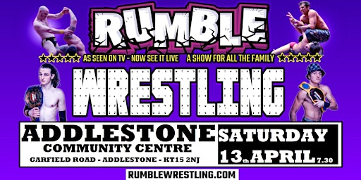 Imagem principal de Rumble Wrestling comes to Addlestone 2024 - KIDS FOR A FIVER Limited offer