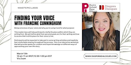 Image principale de Masterclass: Finding Your Voice with Francine Cunningham